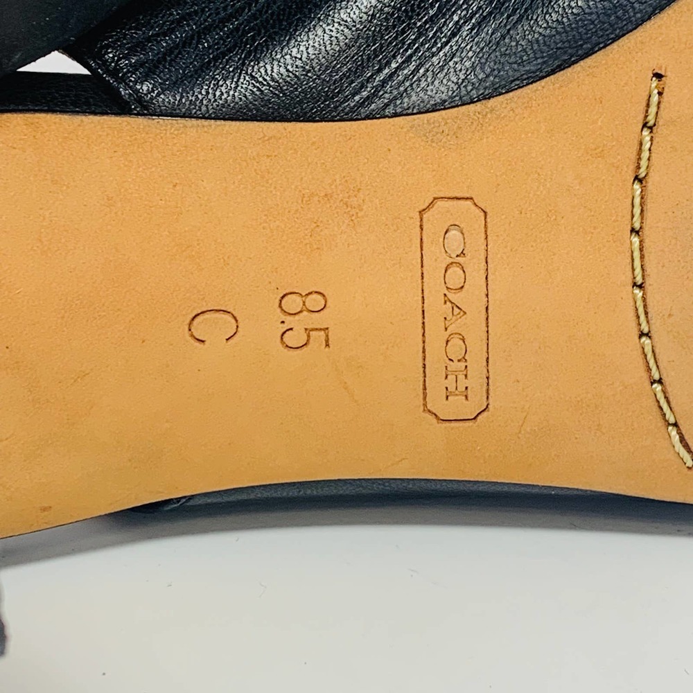 Coach Miranda Black Leather Open Toe Sling Back Buckle Sandals Heels Size 8.5 B - Picture 7 of 9